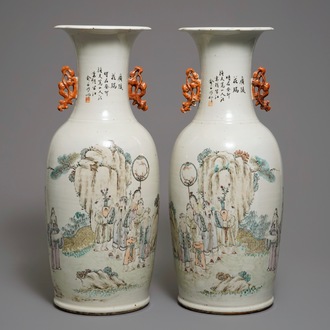 A pair of large Chinese qianjiang cai vases, 19/20th C.